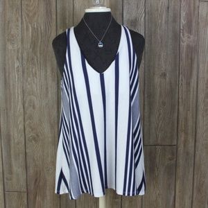 Cute Puella M size Blouse Blue White Aline